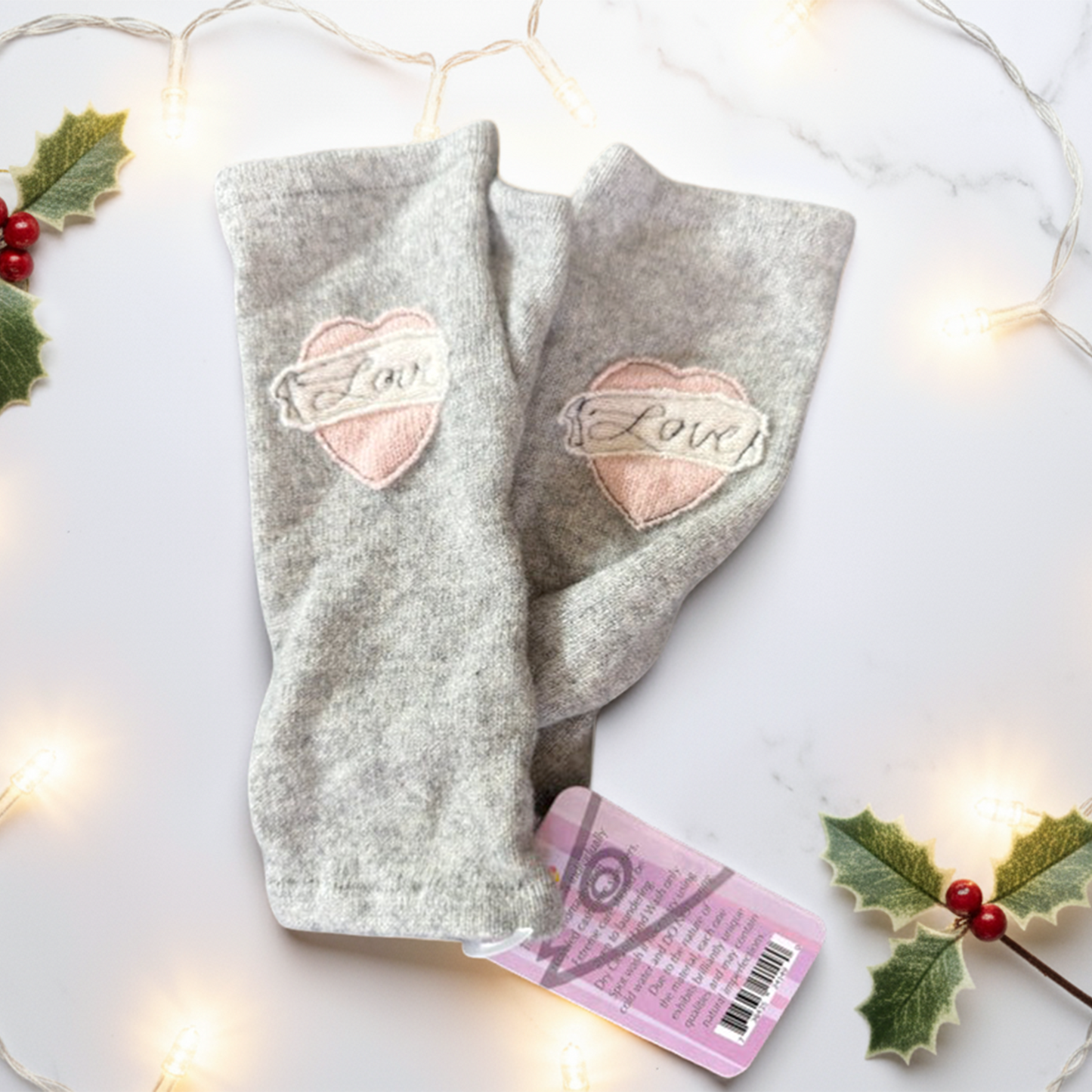 Light Grey With A Soft Pink Heart